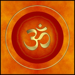 tableau mandala aum orange